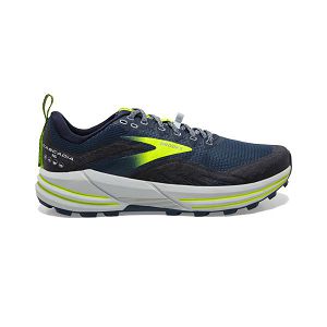 Brooks Cascadia 16 Trail Running Shoes - Mens, Navy/Yellow/Grey | IE-LBE978316